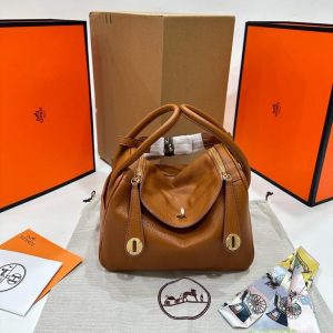 Hermes Lindy Togo Size 26 cm Brown