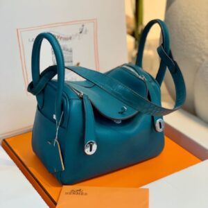 HERMES Lindy Touch Croco Combination Clemence Shw Spring Summer Blue