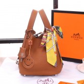 Hermes Picotin Lock Indigo Matte Porosus With Top Handle Bag Brown