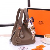 Hermes Picotin Lock Indigo Matte Porosus With Top Handle Bag Khaki