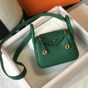 Lindy Togo Leather small longstrap sz 19 PO Green