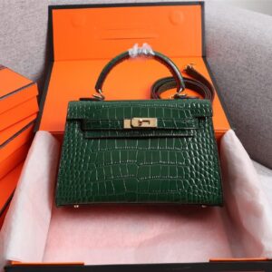 Hermes Kelly Croco Small PO Green