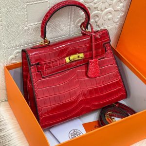 Hermes Kelly 25cm Croco Red