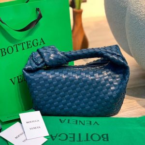 BOTTEGA VENETTA Jodie Mini Knotted Leather Bag Natural Navy