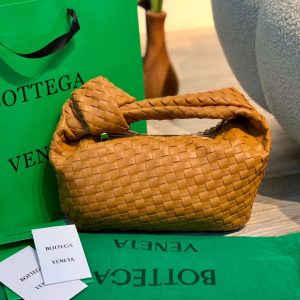 BOTTEGA VENETTA Jodie Mini Knotted Leather Bag Natural Brown