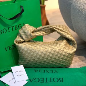 BOTTEGA VENETTA Jodie Mini Knotted Leather Bag Natural Gold