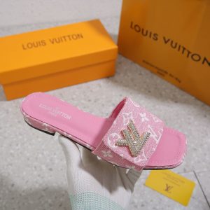 LV Sendal Denim Flat Diamond Pink