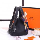 Hermes Picotin Lock Indigo Matte Porosus With Top Handle Bag Black