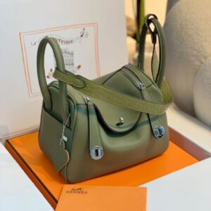 HERMES Lindy Touch Croco Combination Clemence Shw Spring Summer Green