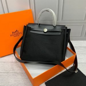 HERMES HERBAG Small Canvas Black