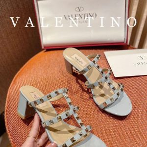 Valentino Sendal Rockstude Block Heels 6cm PO  Grey