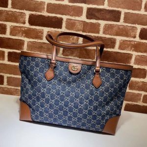 Gucci GG Tote Ophidia Denim Brown