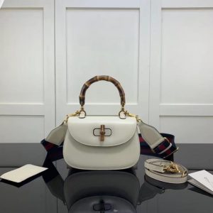 GC Bamboo Top Handle Bag sz 21 PO White