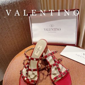 Valentino Sendal Rockstude Block Heels 6cm PO Red