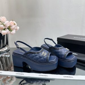 Chanel wedges shoes PO Navy