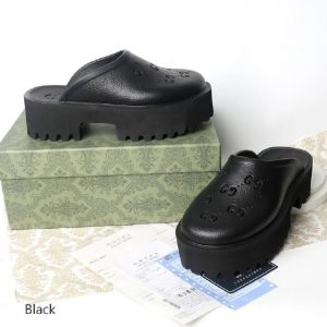 SANDAL SLOP GC GG RUBBER HIGH MULES Black