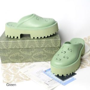 SANDAL SLOP GC GG RUBBER HIGH MULES Soft Green
