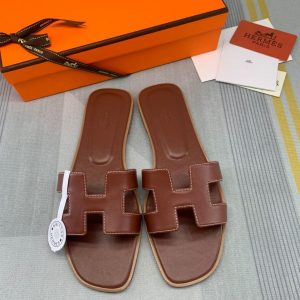 Sendal Hermes Oran Swift Leather PO Coffe