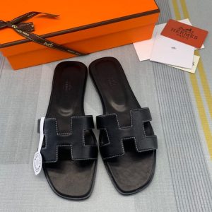 Sendal Hermes Oran Swift Leather PO Black