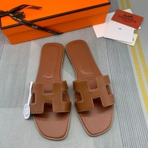 Sendal Hermes Oran Swift Leather PO Brown