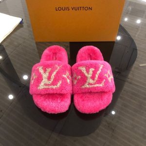 Sendal LV Fur Slippers PO Fanta