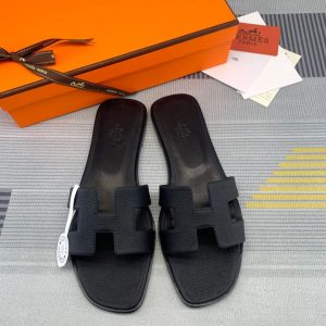 Sendal Hermes Oran Epsom Leather PO Black