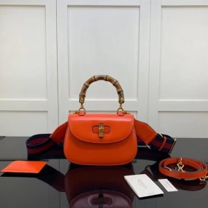 GC Bamboo Top Handle Bag sz 21 PO Orange