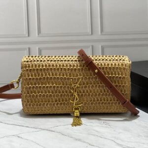 YSL Kate Tassel Raffia Gold