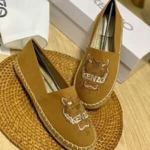 KENZO Tiger Embroidered Espadrilles Brown