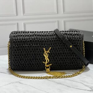 YSL Kate Tassel Raffia Black