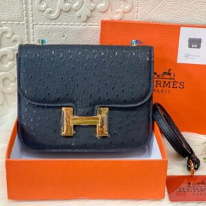 Hermes Constance Ostrich Black