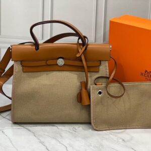 Hermes Herbag Canvas+pouch Khaki