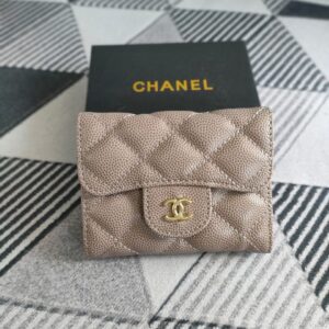 DOMPET CHANEL LIPAT 3 MINI BAHAN CAVIAR Khaki