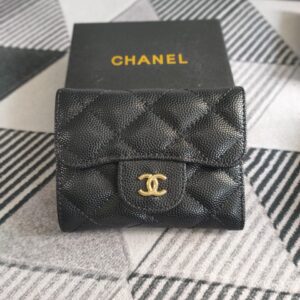 DOMPET CHANEL LIPAT 3 MINI BAHAN CAVIAR Black
