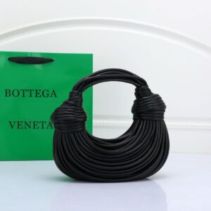 Bottega Noodle Knot Leather Black Bag