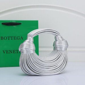 Bottega Noodle Knot Leather Silver Bag