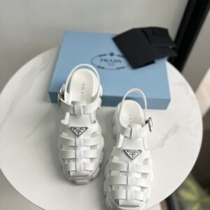 Prada Platform Wedges White Shoes