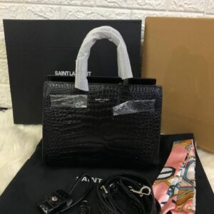 Ysl Sac De Jour Leather Shoulder Bag Black Croco