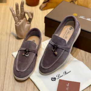 Loro Piana Summer Charm Walk Suede Loafers GHW Purple
