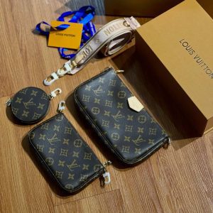 LV Multi Pochette Rose Clair Monogram Ori Leather Mirror Quality