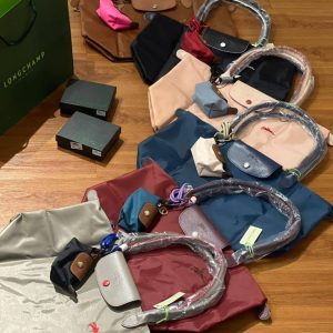 LONGCHAMP Le Pliage Embroidered Long Handle