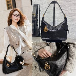 DIOR VOYAGE Medium in Macrocannage Crinkled Calfskin Genuine Leather