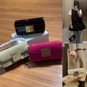 DIOR “MISS D FLAP” in Patent Calfskin Leather Bag