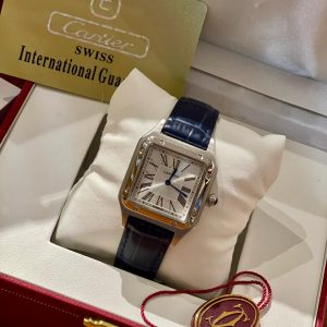 CARTIER Santos Dumont Croc Embossed Leather Strap