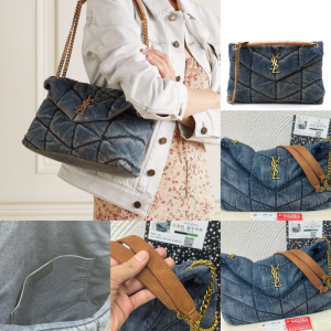 YSL Loulou Puffer Denim Washed