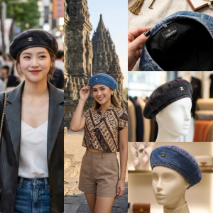 Topi Baret Chanel Denim
