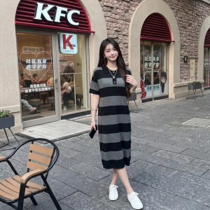 Maxi Dress Rajut Salur 🩷