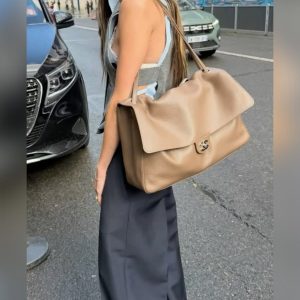 CHANEL MAXI FLAP BAG Dark Khaki