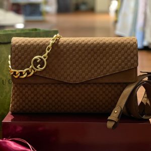 GUCCI GG Chain Suede Leather Bag