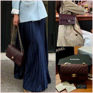 CHANEL FLAP CLASSIC Burgundy 23cm in Caviar Leather GHW Bag ♥️✨